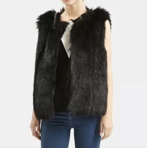 Topshop Faux Fur Leah Vest in Black, Oversized, Open Front, Size 6, EUC!